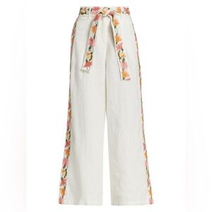 Hannah Artwear Pants Margo Wide Leg Linen in Marguerite White size 0